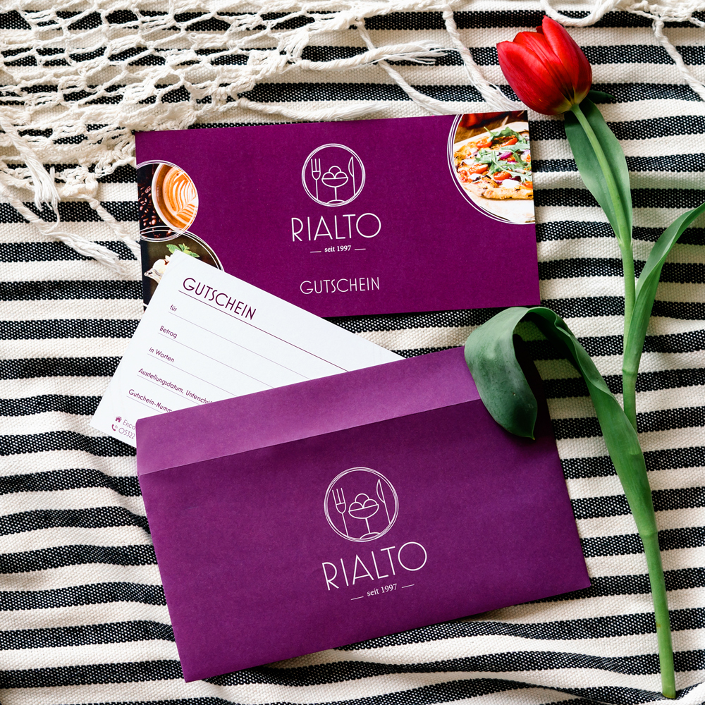 Coupon card for our customer ice cream cafe and bistro Rialto